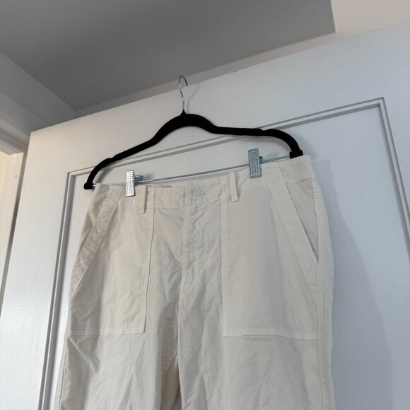 NWT Nili Lotan Jenna Cropped Twill Pants In Eggshell Raw Edge High Rise Sz 8 - Picture 4 of 7